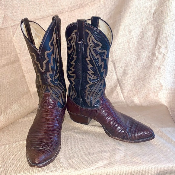 Justin Boots | Shoes | Vintage Justin Mens Cowboy Boots D Brown Iguana ...